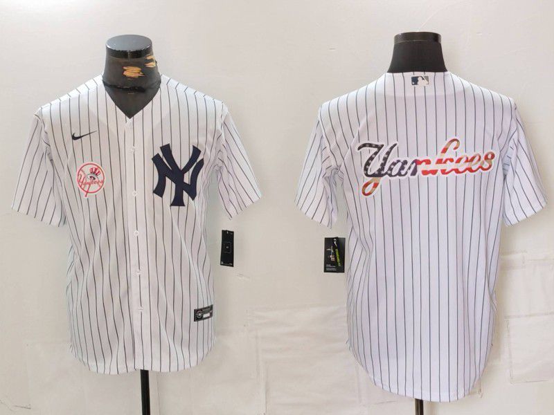Men New York Yankees Blank White Stripe Game 2024 Nike MLB Jersey style 4->new york yankees->MLB Jersey
